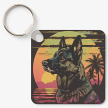 Retro German Shepherd Keychain