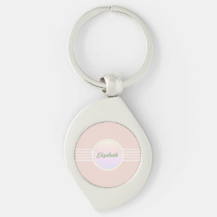 Porte-clés Retro Glam Personnalisé Pastel Rose Corail et Opal