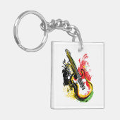 Porte-clés Retro Groove dynamique : Splash de guitare électri (Devant gauche)