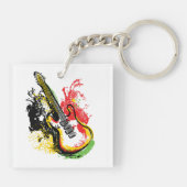 Porte-clés Retro Groove dynamique : Splash de guitare électri (Dos)