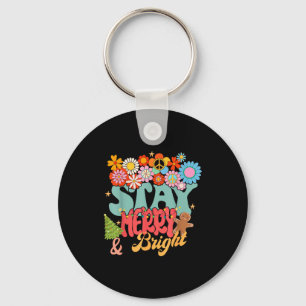 Porte-clés Rétro Groovy Paix Joyeux Noël Lumineux Hip