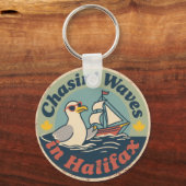 Porte-clés Retro Halifax Seagull Waves (Recto)