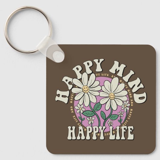 Porte-clés Retro Happy Mind Happy Life (Recto)