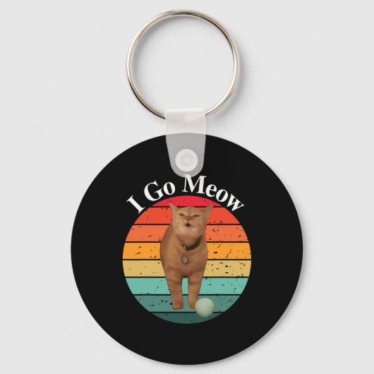 Porte-clés Retro I Go Meow Funny Chat chanter mème (Recto)