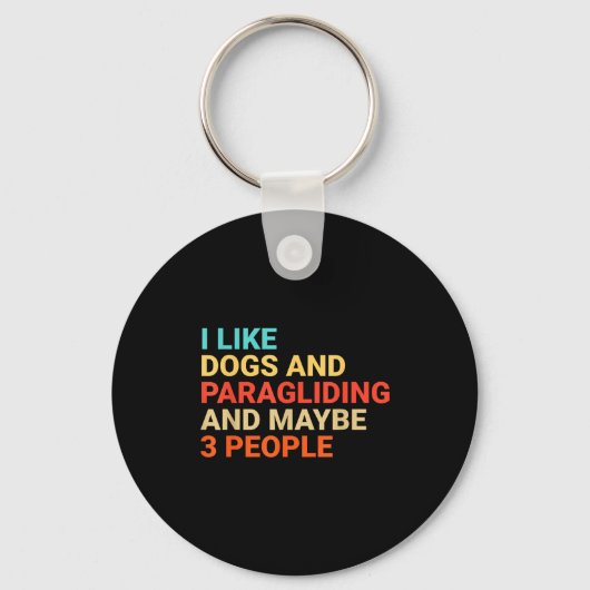 Porte-clés Retro I Like Dogs And Paragliding Lover Funny Para (Recto)