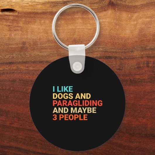 Porte-clés Retro I Like Dogs And Paragliding Lover Funny Para (Recto)