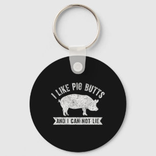 Porte-clés Rétro J'aime les fesses de porc et je ne peux pas