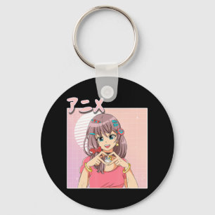Porte-clés Rétro Japonais Anime Girl Vaporwave Aesthétique ro
