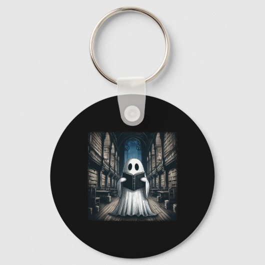 Porte-clés Retro Lecture Ghost Library Halloween Librairie Bo (Recto)