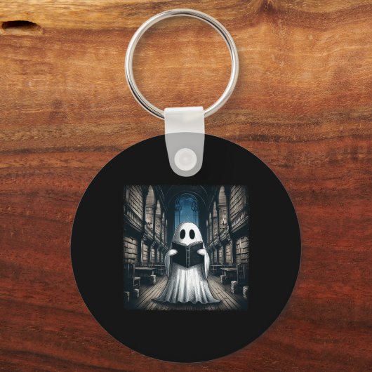 Porte-clés Retro Lecture Ghost Library Halloween Librairie Bo (Recto)
