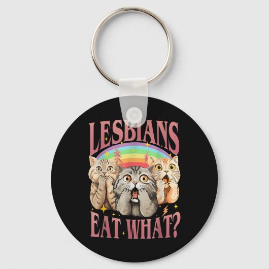 Porte-clés Retro Lgbt Mange Ce Chat Lesbian Pride Mois Égale (Recto)