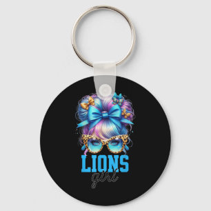 Porte-clés Retro Lions Girl Messy Bun Sports Fan Team Matchin