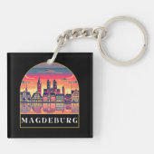 Porte-clés Retro Magdeburg Skyline (Dos)