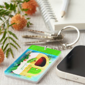 Porte-clés Rétro maison customisée de campeur (Devant droit)