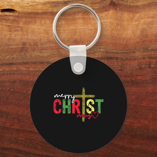 Porte-clés Retro Merry Christmas Cross Christian Jesus Xmas W (Recto)