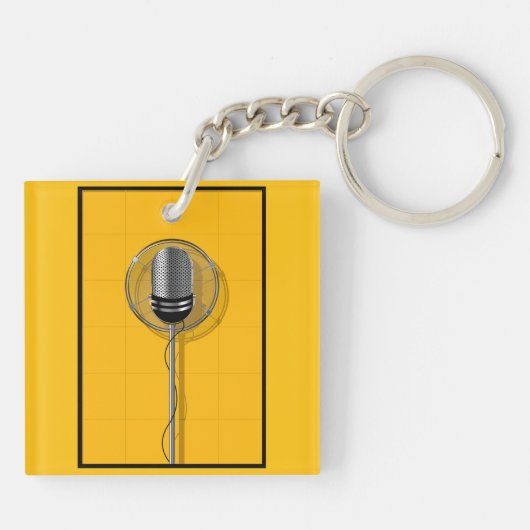 Porte-clés Retro Microphone on Bold Yellow (Dos)