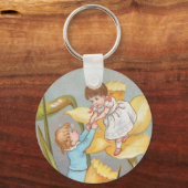 Porte-clés Rétro Mignon Douce Saint-Valentin, enfants et jonq (Verso)