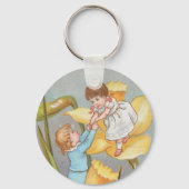 Porte-clés Rétro Mignon Douce Saint-Valentin, enfants et jonq (Verso)