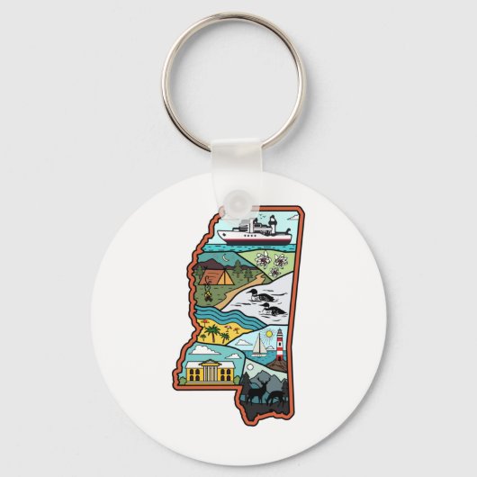 Porte-clés Retro Mississippi Biloxi Laurel MS State Souvenir (Recto)