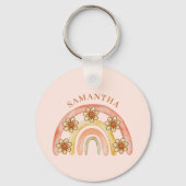Porte-clés Retro moderne Boho Rainbow Nom (Recto)
