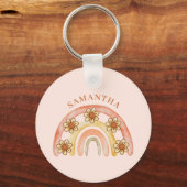 Porte-clés Retro moderne Boho Rainbow Nom (Recto)