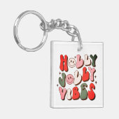 Porte-clés Retro Noël Holly Jolly Vibes Vacances tendance (Devant gauche)
