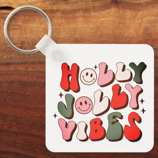 Porte-clés Retro Noël Holly Jolly Vibes Vacances tendance (Recto)