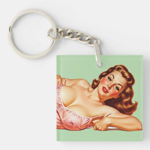 Porte-clés Retro Old School Pin-up girl Art
