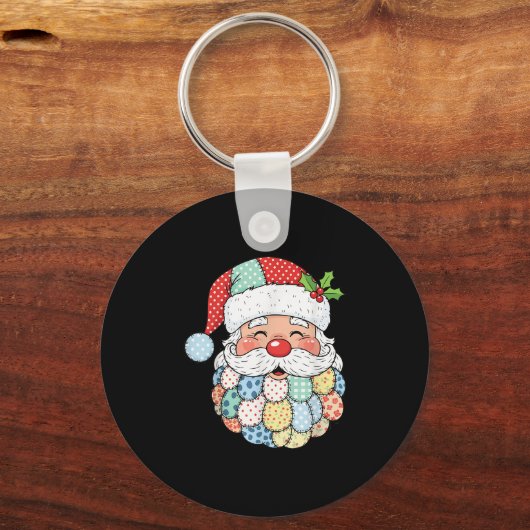Porte-clés Retro Patchwork Santa Claus Christmas Preppy Xmas (Recto)