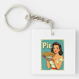 Porte-clés Retro Pie Lady – Vintage Baking Poster Illustratio