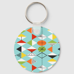 Porte-clés Rétro porte - clé de bouton de motif de harlequi