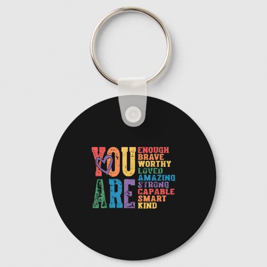Porte-clés Retro Pride Mental Health You Are Enough Brave Wor (Recto)