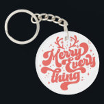 Porte-clés Retro Red White Merry tout Joyeux Noël<br><div class="desc">Retro Joyeux tout Joyeux Noël ! Ce design est parfait pour n'importe quelle période de l'année ! Que ce soit un jour férié ou non,  c'est une excellente façon de montrer votre joie de Noël. Offrez-vous un joyeux Noël à vos amis et à votre famille!</div>