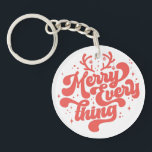 Porte-clés Retro Red White Merry tout Joyeux Noël<br><div class="desc">Retro Joyeux tout Joyeux Noël ! Ce design est parfait pour n'importe quelle période de l'année ! Que ce soit un jour férié ou non,  c'est une excellente façon de montrer votre joie de Noël. Offrez-vous un joyeux Noël à vos amis et à votre famille!</div>