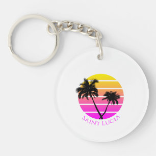 Porte-clés Rétro Sainte-Lucie de palmiers de plage