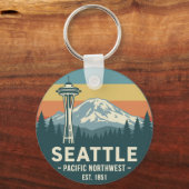 Porte-clés Retro Seattle Pacific Northwest Mt. Rainier (Recto)