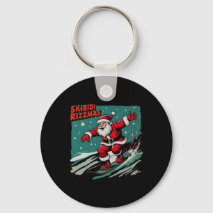 Porte-clés Retro Skibidi Rizzmas Funny Santa Clause Patinage 