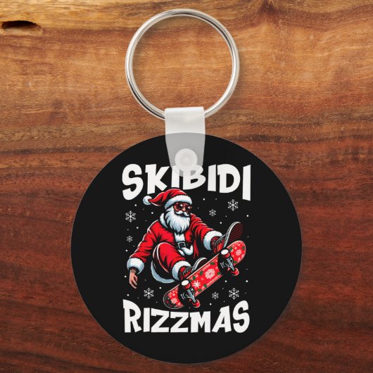 Porte-clés Retro Skibidi Rizzmas Funny Santa Clause Skating B (Recto)