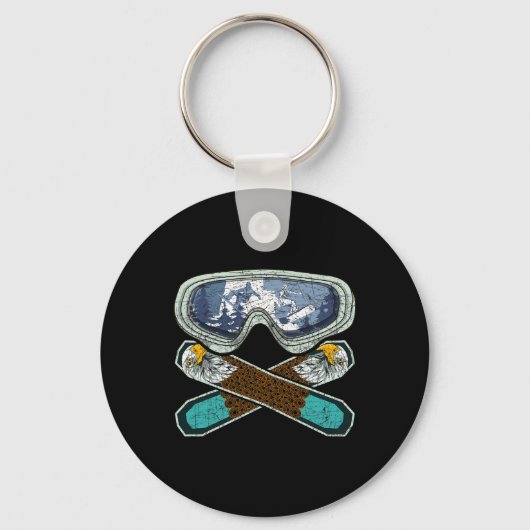 Porte-clés Retro Snowboard Goggets Aigle Snowboarder Snowb (Recto)