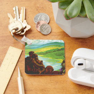 Porte-clés Retro Space Travel Poster-Une mission de science d