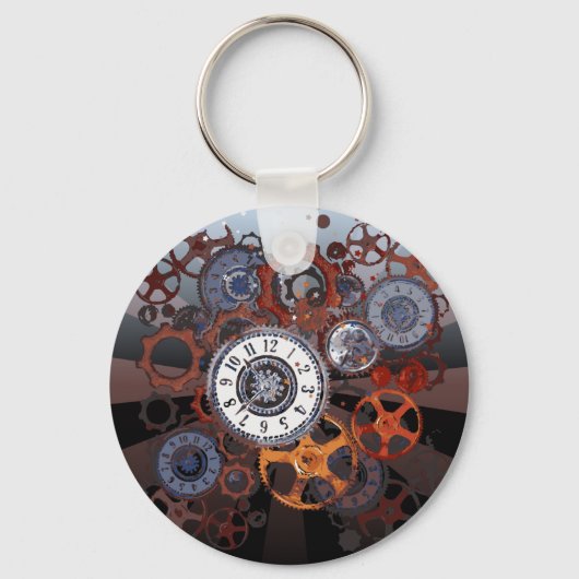Porte-clés Retro steampunk pièces, engrenages et cogs imprime (Recto)