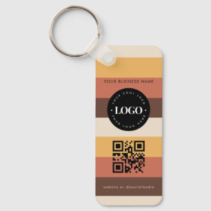 Porte-clés Retro Striped Custom Business Logo Qr Code Scan