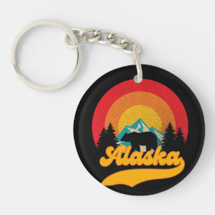Porte-clés Retro Sunset Alaska Juneau Bear Mountains Wild AK