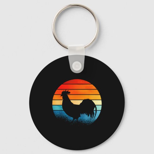 Porte-clés Retro Sunset Rooster Chicken Lover (Recto)