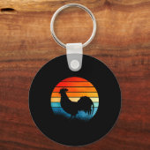Porte-clés Retro Sunset Rooster Chicken Lover (Recto)