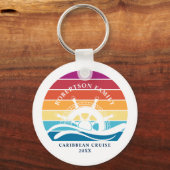 Porte-clés Retro Sunset Ship Family Cruise Vacances (Recto)