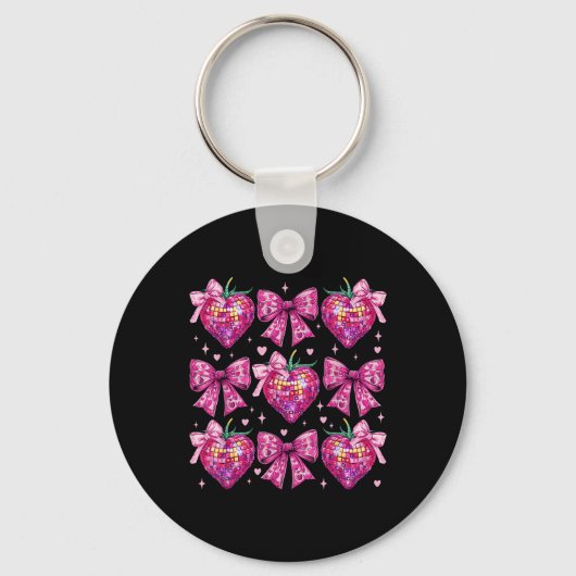 Porte-clés Retro Super Coquette Bow Strawberry Valentin (Recto)