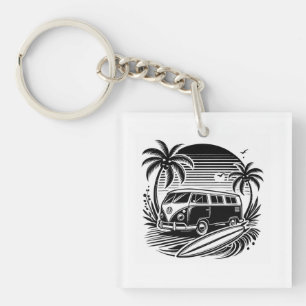 Porte-clés Retro Surf Van & Palm Trees Design Porte - clé