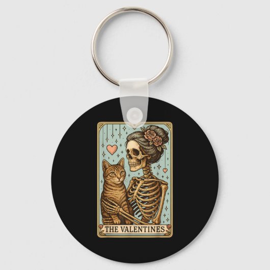 Porte-clés Retro Tabby Cat Valentine's Day Mom Tarot Card  (Recto)