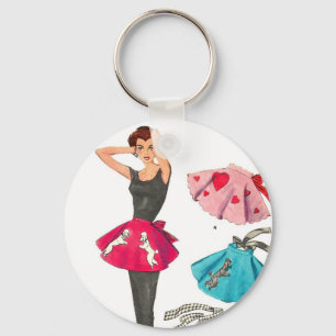 Porte-clés Rétro tablier vintage de jupe de caniche de mode